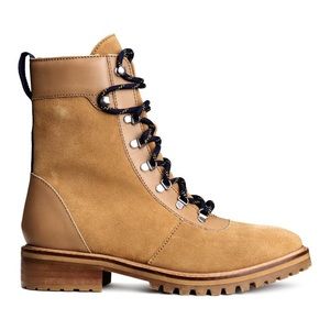 H&M Brown Suede Lace-Up Hiking Boots